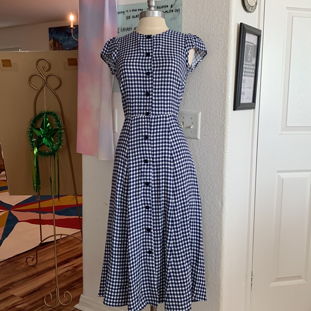 Reformation Blue White Gingham Plaid Cottagecore Spring Dress ✨Size 2